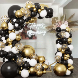 Black and Gold Balloon garland