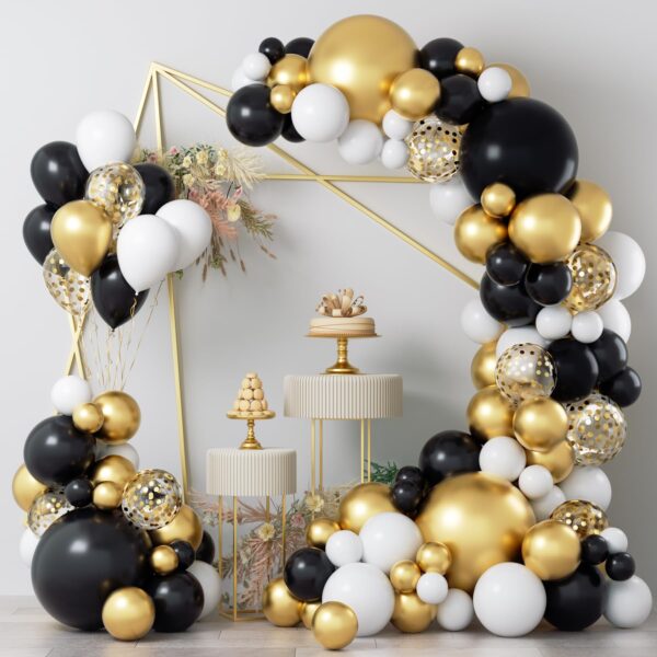 Black and Gold Balloon garland