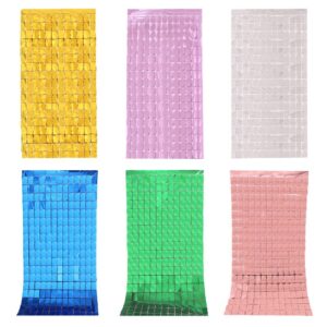 2 Pcs Metallic Square Fringe Curtains
