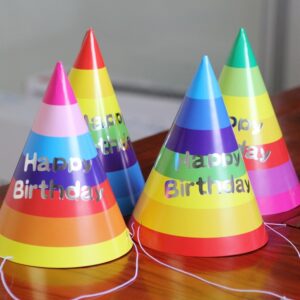 Birthday Rainbow Party Hats - Pack of 10