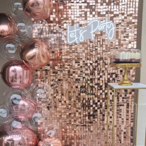 rose gold shimmer wall backdrop