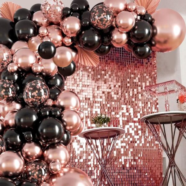 rose gold shimmer wall backdrop